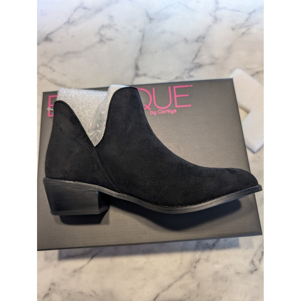 Boutique by Corkys Vanish Booties Women 8 Black New Suede Side Cutout Back Zip - Picture 8 of 9